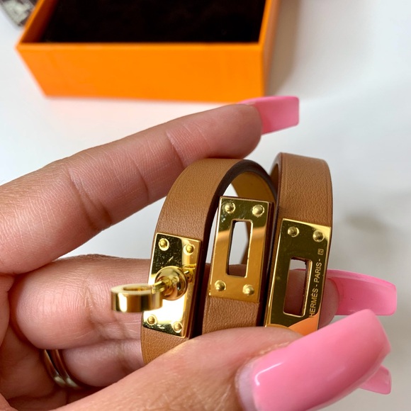 Hermes Mini Kelly Double Tour Bracelet Swift Gold GHW T1 - Picture 4 of 11